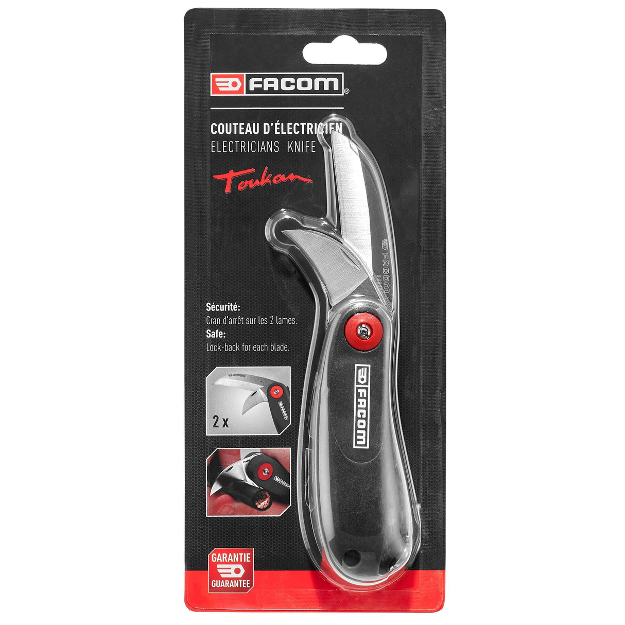 Couteau d'électricien manche plastique 2 lames