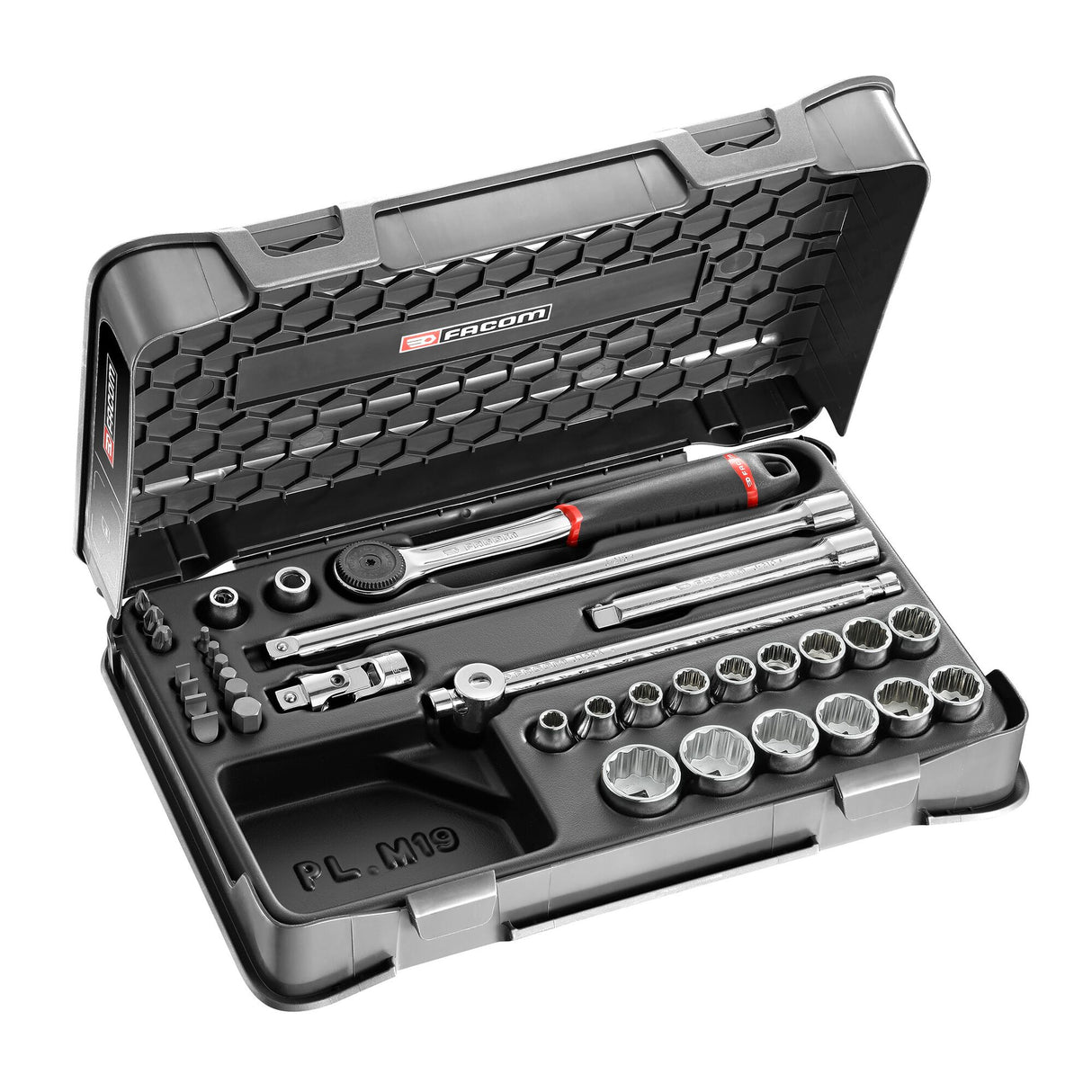 Koffer 12-kant doppen 3/8", metrische maten, en bits - 35 stuks - J.161B