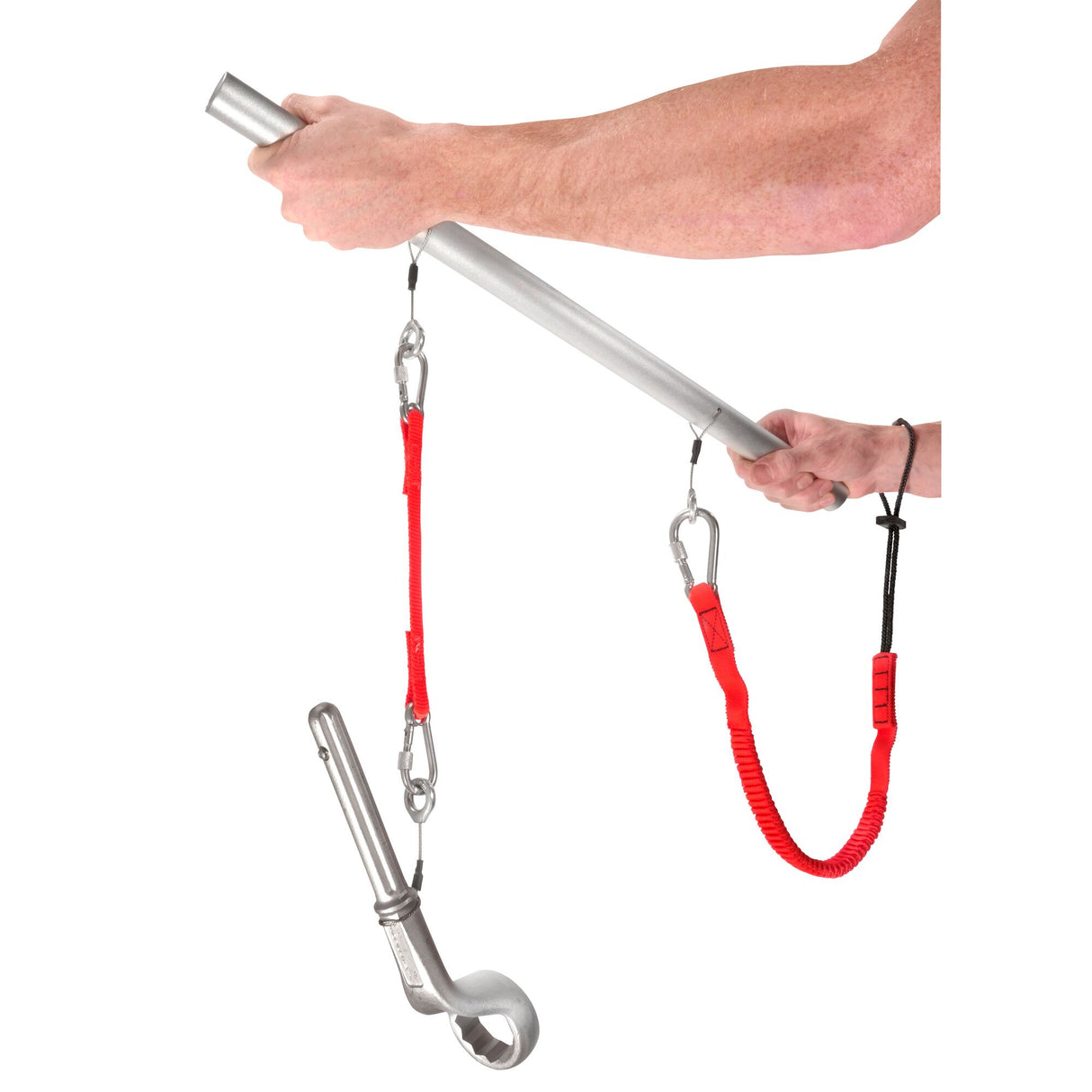 Veiligheidskoord 20 cm - Dubbele sluithaken 60 mm van rvs met schroef - SLS