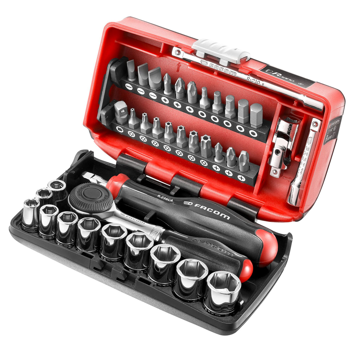 Nano Ultra Compacte Doppenset 1/4" Met Ratel R.360 - 6 Kant