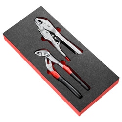 2-piece adjustable pliers set in foam tray