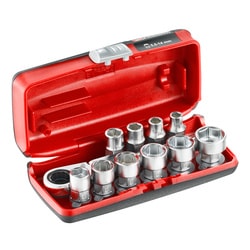 Coffret douilles 1/4`` hexagonales 6 pans métriques - 11 pièces - R.180HX