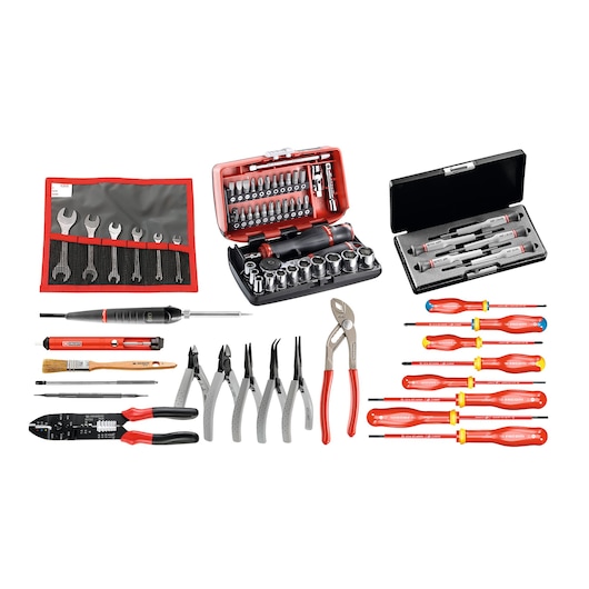 Electricians Tool Set With Metal Cantilever Toolbox Set (69 pc)