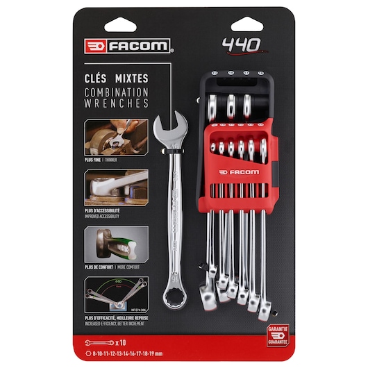 8 - 19 mm Combination Wrench Set With Holder (10 pc.)