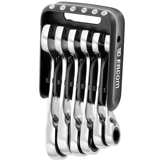 8 - 14mm Short Reversible Ratchet Wrench Set With Holder (6 pc.)