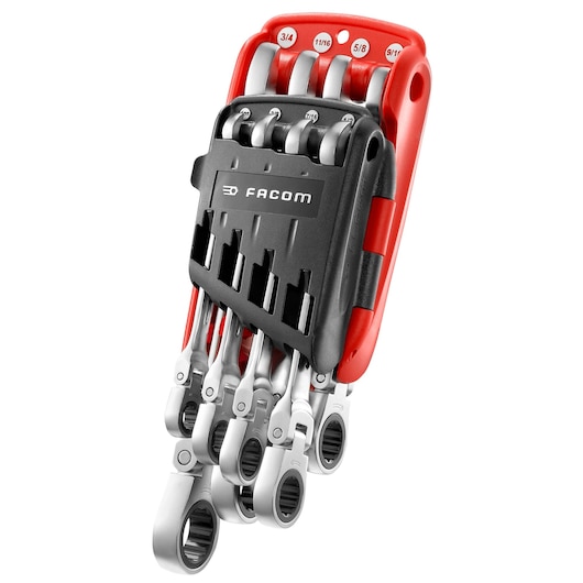 5/16 in. - 3/4 in. Flex-Head Ratchet Wrench Set With Holder (8 Pc)