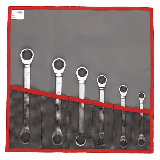 6 to 24mm Straight Double Box-End Ratchet Wrench Set in Pouch (6 pc.)