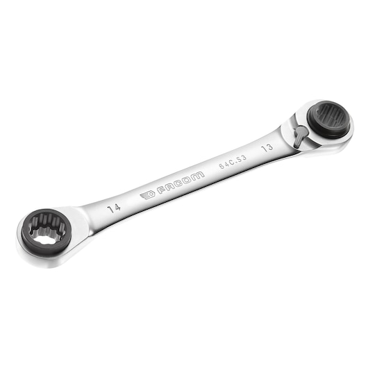 4-in-1 Double Box-End Ratchet Wrench, 12 x 14 - 13 x 15 mm