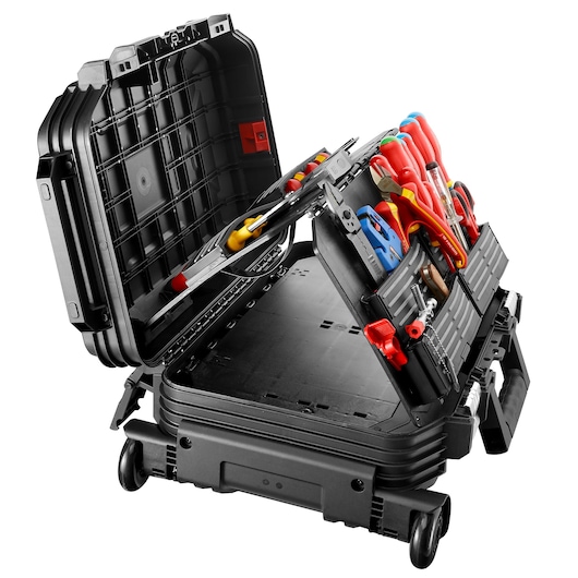 56-piece set of electricians tools with rolling case
Composition électricien de 56 outils dans valise à roulette