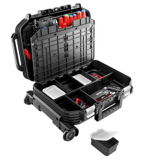 56-piece set of electricians tools with rolling case
Composition électricien de 56 outils dans valise à roulette 56-piece set of electricians tools with rolling case
Composition électricien de 56 outils dans valise à roulette