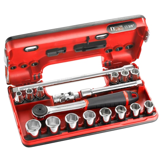 3/8 in. Socket Set, DBOX Performance Round Head Ratchet (18 pc.)