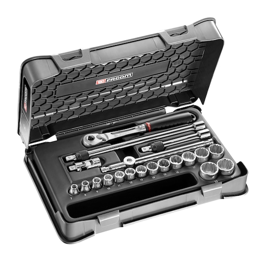 3/8 in. Socket Set, MBOX, Pear-Head Ratchet With Push-Lock System (20 pc)