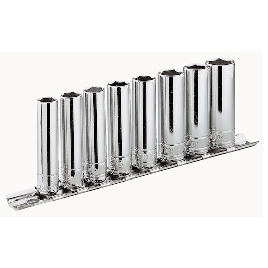 3/8" socket set, 10 pieces, on rack