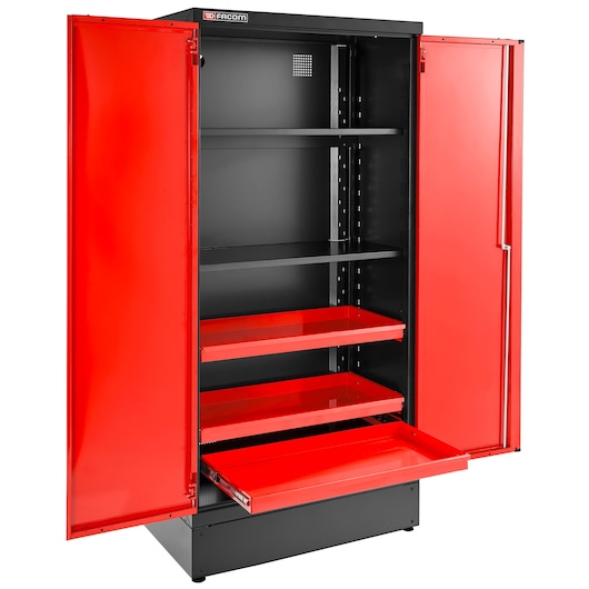 JLS3 STORAGE CABINET H 2M 2 SOLID DOORS L1000MM RED