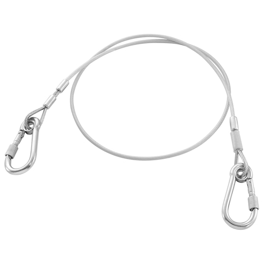 1.2m Lanyard, Steel Cable, 80mm Stainless Steel Double Snap Hook With Screw Safety Lock System