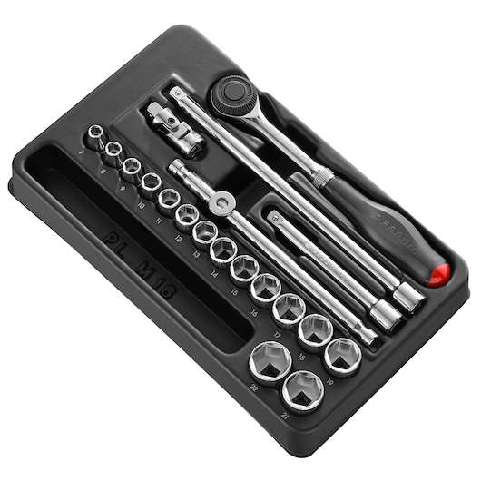 3/8" socket set, 20 pieces, plastic module