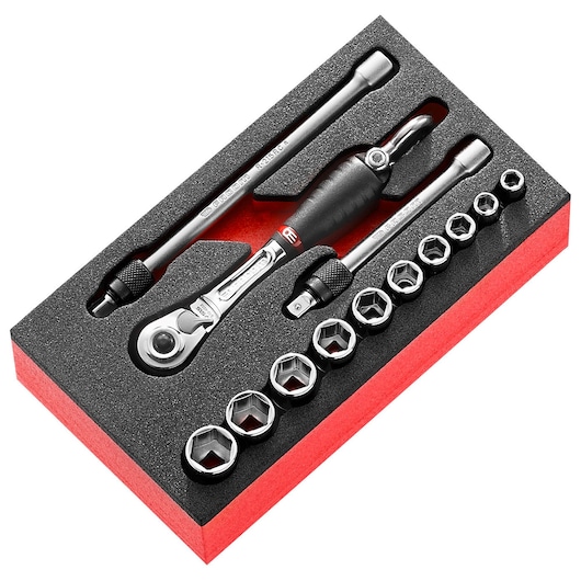 1/4 in. Socket Set in Foam Module, Safety Lock System (13 pc.)