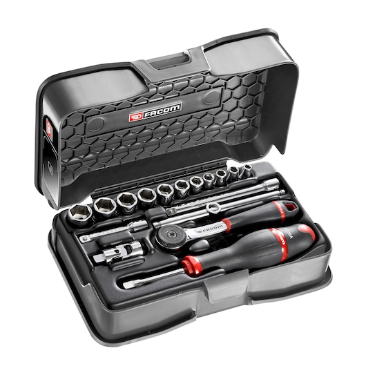 1/4 in. MBOX Socket Set, Performance Round Head Ratchet (17 pc.)