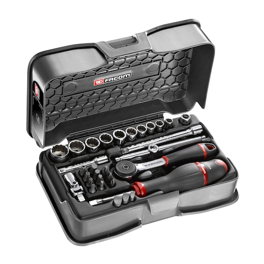 1/4" socket set, 31 pieces, DBOX, performance round head ratchet