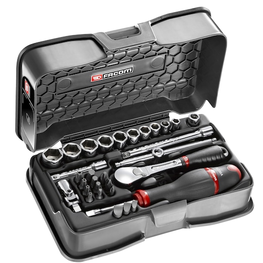 1/4" socket set, 31 pieces, MBOX, pear-head ratchet