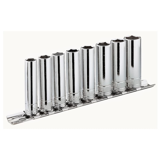 1/4" socket set, 5 pieces, on rack