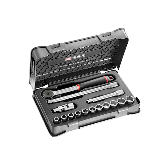 1/2 in. Socket Set, MBOX, Performance Round Head Ratchet (15 pc)