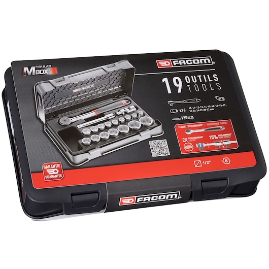 1/2 in. MBOX Socket Set With Round Head Ratchet (19 pc.)