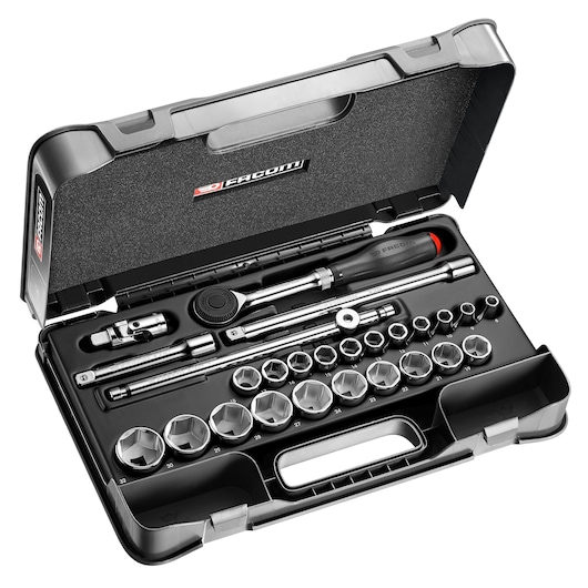 1/2 in. MBOX Socket Set With Twist Handle Ratchet (26 pc.)