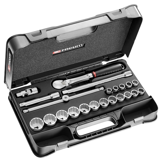 1/2 in. MBOX Socket Set With Pear-Head Ratchet (22 pc.)