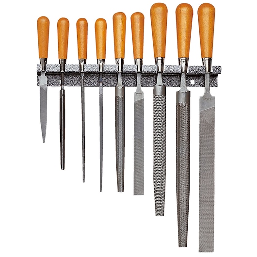 Wood handle file set, 9 pieces