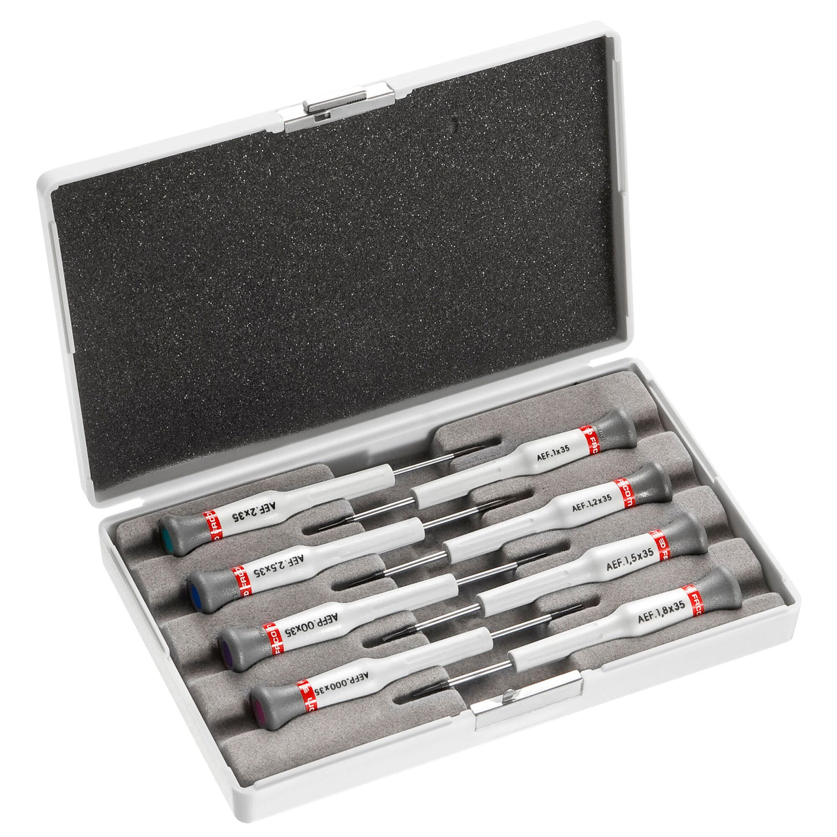 Doos met 8 Micro-Tech® schroevendraaiers met verwisselbaar blad voor Sleuf en Phillips®