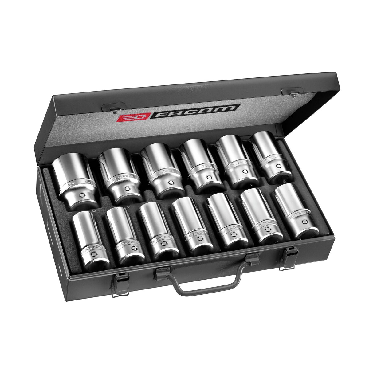 Koffer lange 6-kant metrische doppen 3/4" - 12 stuks