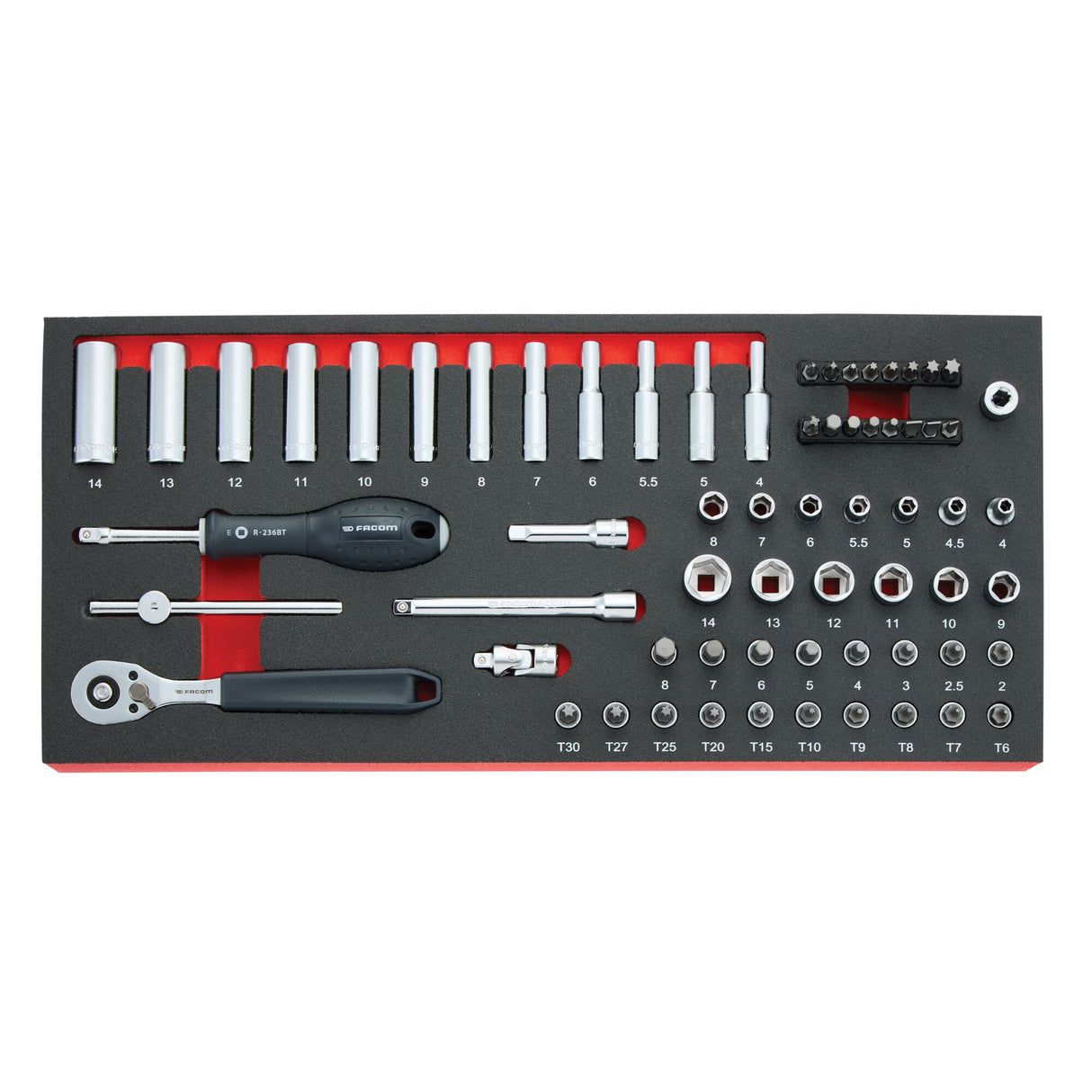 MODM.RL151-66 - Module doppen standaard 1/4" 66-delig - foam inlay