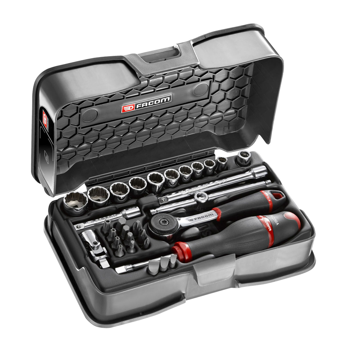 Koffer 12-kant doppen 1/4", metrische maten, en bits - 31 stuks - R.161B