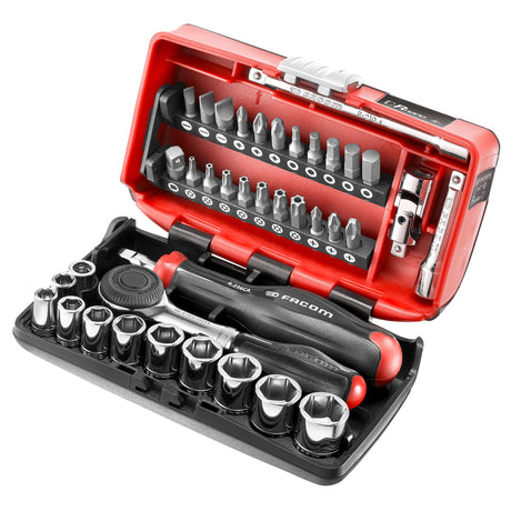 Nano Ultra Compacte Doppenset 1/4" Met Ratel R.360 - 6 Kant