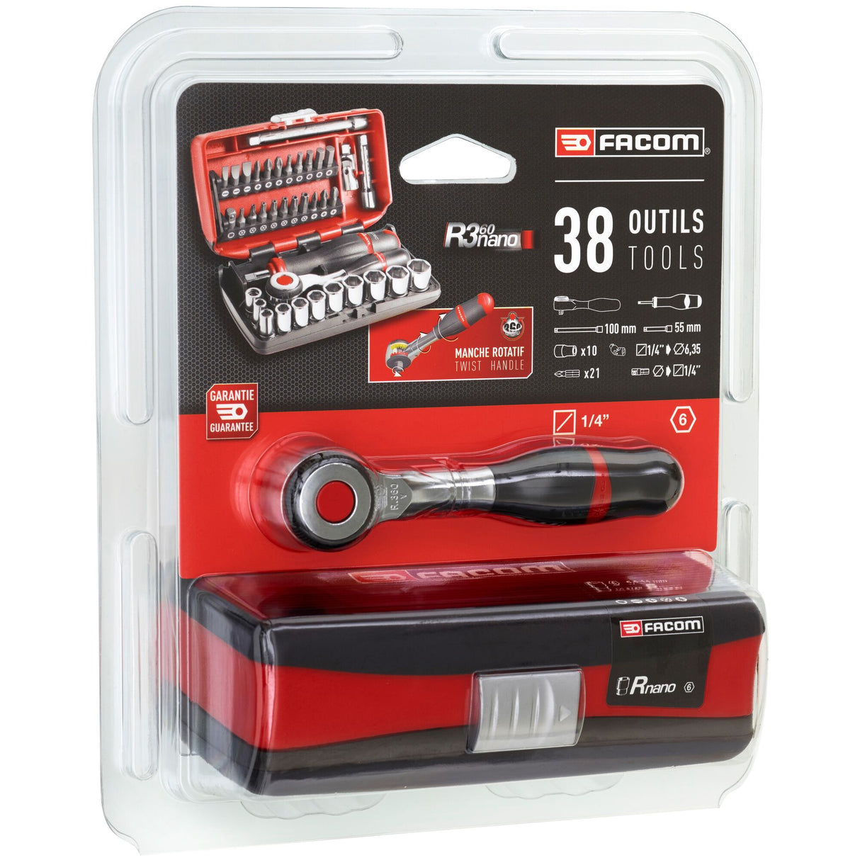Set van 6-punts 1/4"doppen - metrisch - R.360NANO
