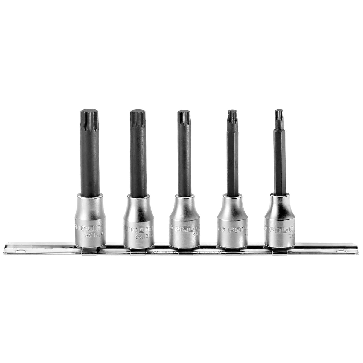 Set van 5 schroevendraaierdoppen met meervoudige vertanding XZN vierkant 1/2"