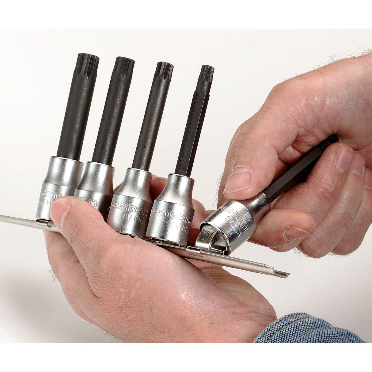 Set van 5 schroevendraaierdoppen met meervoudige vertanding XZN vierkant 1/2"